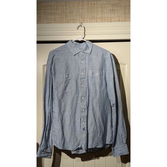 Johnnie-O Hangin Out Blue Stripe Long Sleeve Button Front 100% Cotton Shirt Sz M - Picture 12 of 12